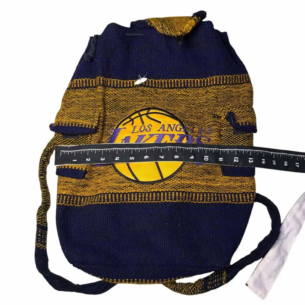 Los Angeles Lakers NBA Woven Serape Style Embroidered Drawstring Backpack Bag